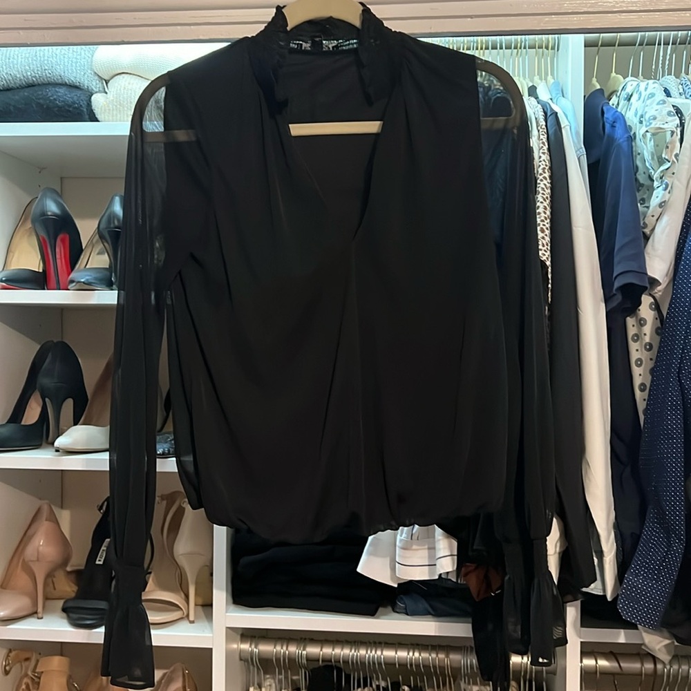 Express black dress top, sheer sleeves size XS